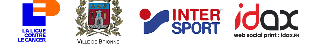 Nos partenaires : Ligue contre le cancer, Ville de Brionne, Intersport, idax
